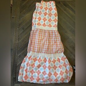 Sigrid Olsen White and Orange Maxi Skirt